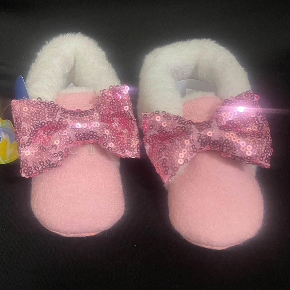 Pink Baby Booties Infant Socks 0-12 mos - Picture 3 of 10